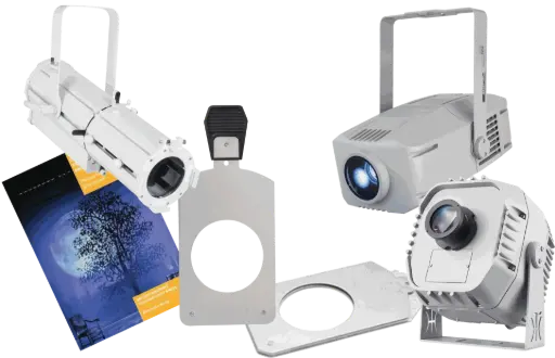 Demo of Gobo Projectors and Holders showing compatibility with Goboland slides